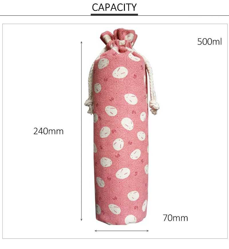 Drawstring Vintage Flower Printing Cotton Glass Wine Bottle Sleeve