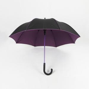  Double Canopy Golf Style Umbrella , Black Umbrella With Hook Handle Custom Logo Manufactures