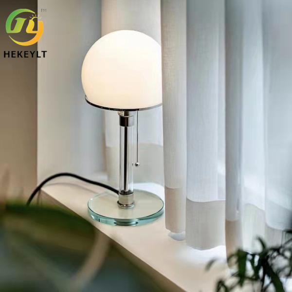 Bedroom Hotel Nordic Modern Simple LED Table Lamp Design Glass Metal Hemisphere