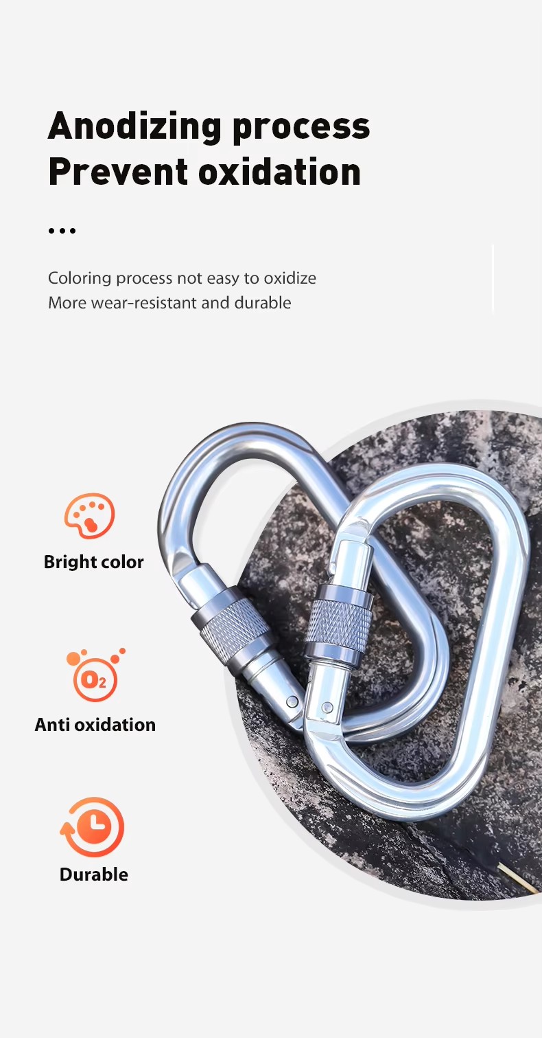 25KN Snap Hook Locking Aluminum Carabiner Clip Perfect for Safety and Security