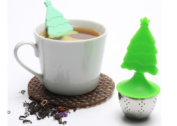 BPA Free Christmas tree Stainless Steel reusable silicone tea bags Silicone