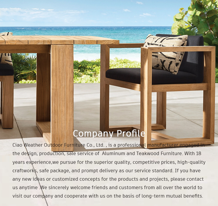 Modern Design Solid Wood Dining Set for Outdoor Furniture Teak Wood Side Chair and Armchair in Courtyard Garden Dining