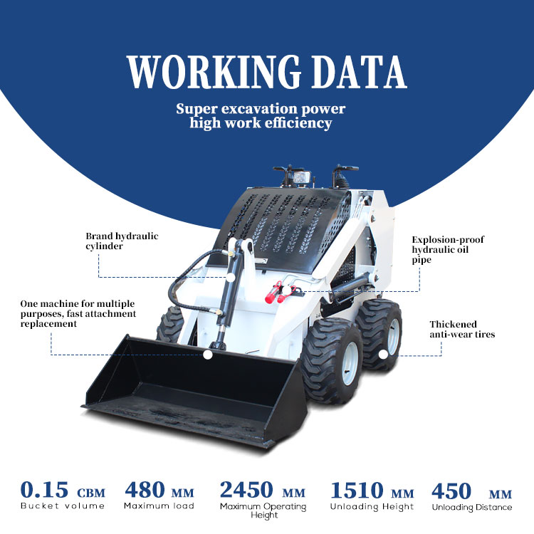 0-6km/h Working Speed Mini Skid Steer Loader with Epa Engine and 1000kg Rated Loading