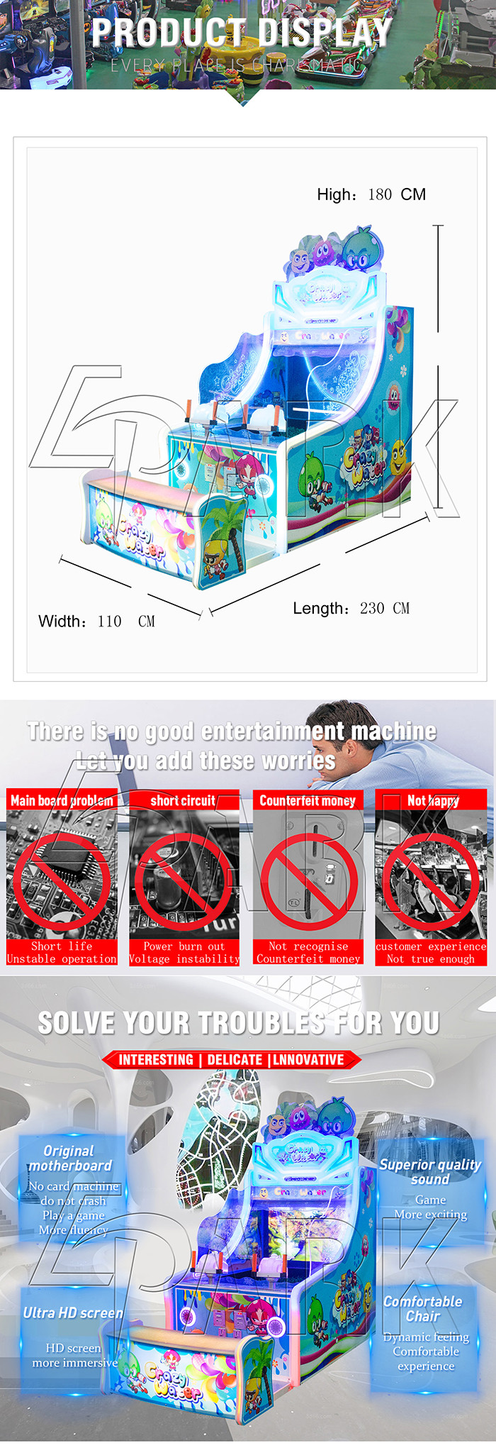 Coin Pusher Water Shooting Video Game Machine With 1 Year Warranty