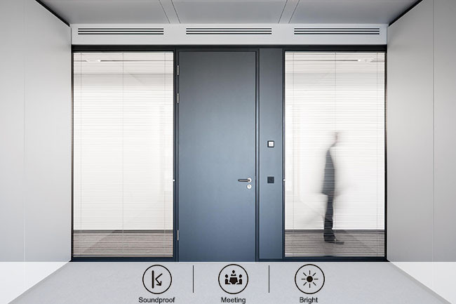 Steel Solid Fire Rated Glass Partition 90mm Fire Proof Glass Wall Partition System