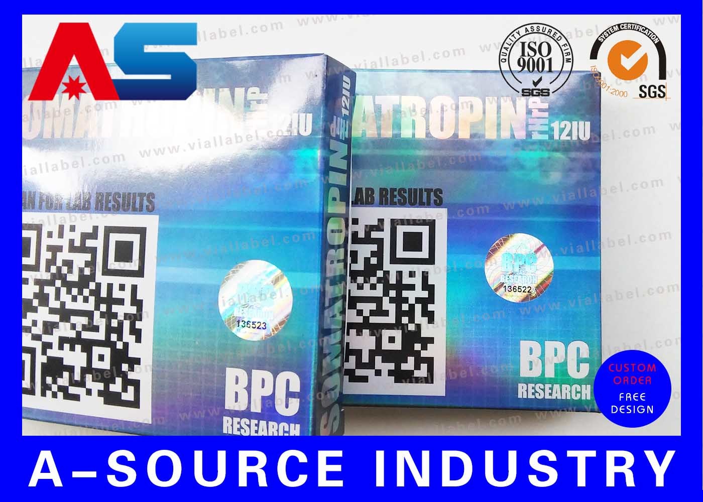 Somatropin Bodybuilding Hcg Tablets Custom Pill Box / Medicine Carton Box
