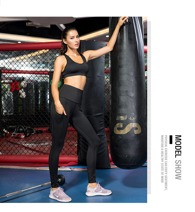 Womens High Waist Gym Leggings Custom Yoga Pants With Phone Pocket
