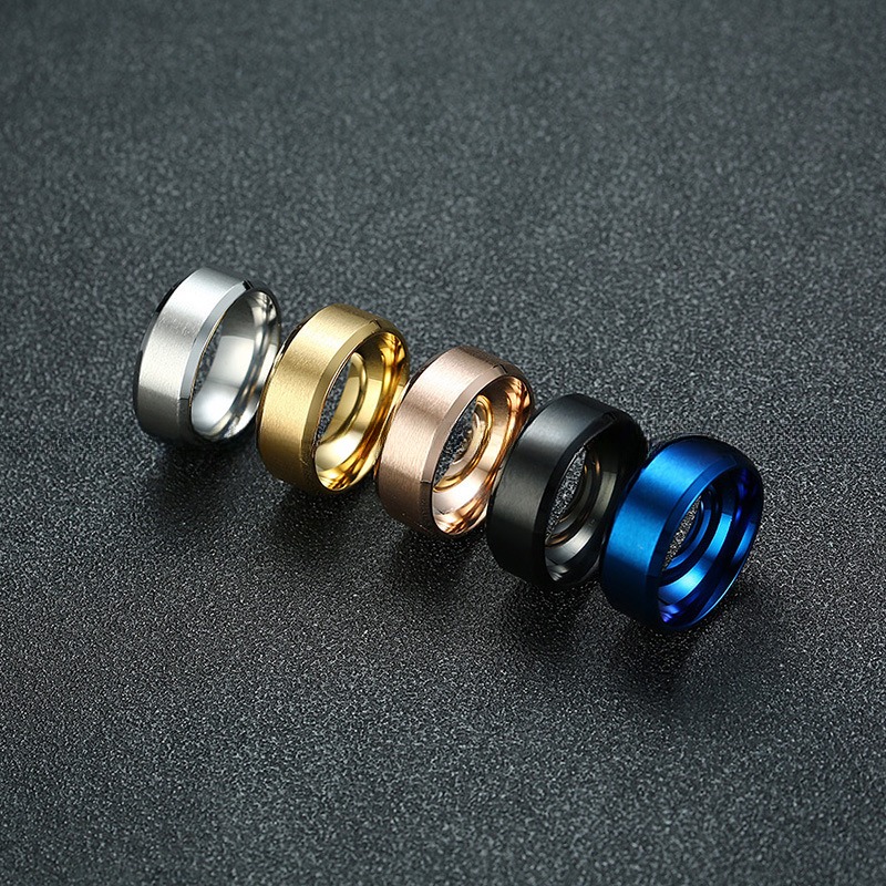 Wedding Stainless Steel Rings Plain Beveled Edges Matte Finished Brushed 8mm 6mm for Anniversary