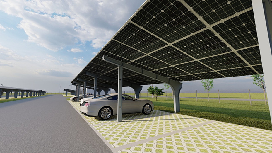 On/Off Grid Carbon Steel Solar Panel Carport Mounting Structure