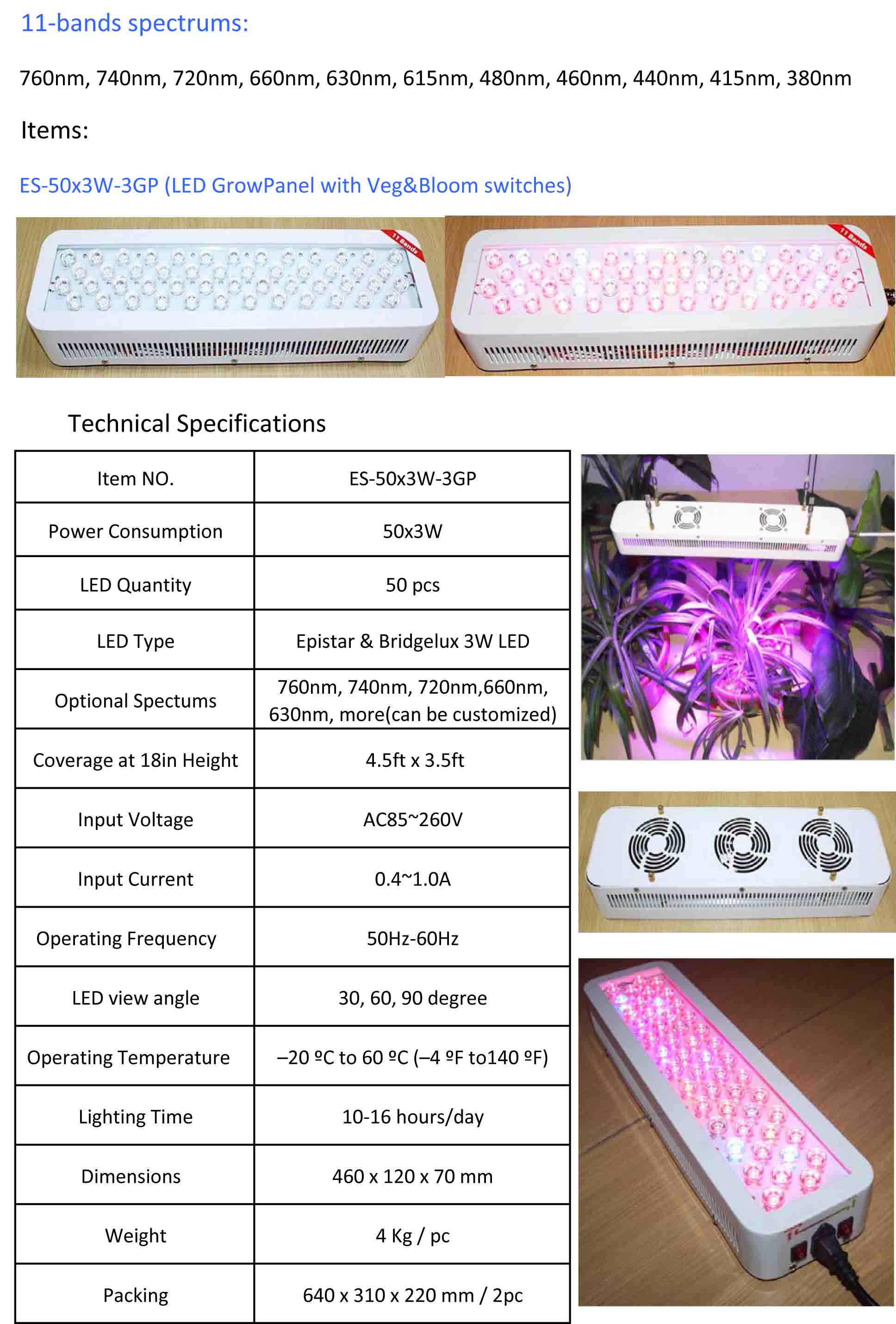 Eshine 3G Diamond series 200X3W full spectrum led grow light Panel Grow Lamps high power