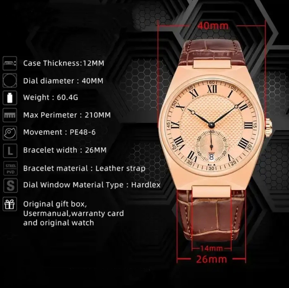 Leather Strap Waterproof Quartz Watch