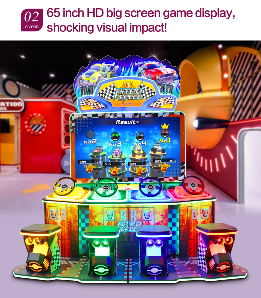 800W Electric Car Racing Arcade Game Machines With 4 Players Seater