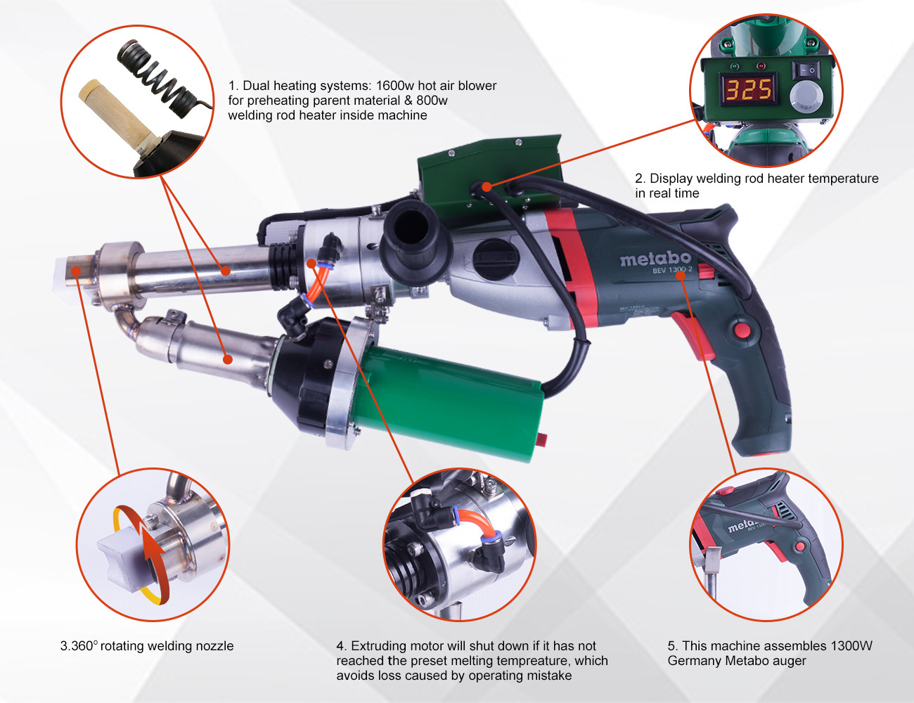 SWT - NS610C PVDF Hot Melt Material Easy Operation Hand Extrusion Welder