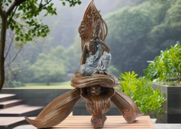 Antique Brass Buddha Statue Collectible Sitting Copper Buddha Sculpture Metal