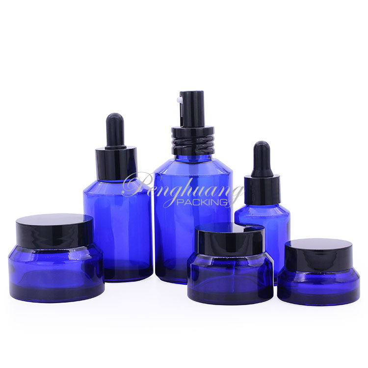 15ml - 200ml Cobalt Blue Glass Bottle 15g 30g 50g Glass Cream Jar