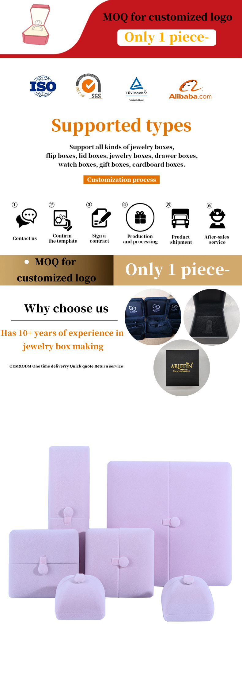 Velvet Hanhong Custom Logo Jewelry Packaging Box for Bracelet Earrings Luxury in Pink