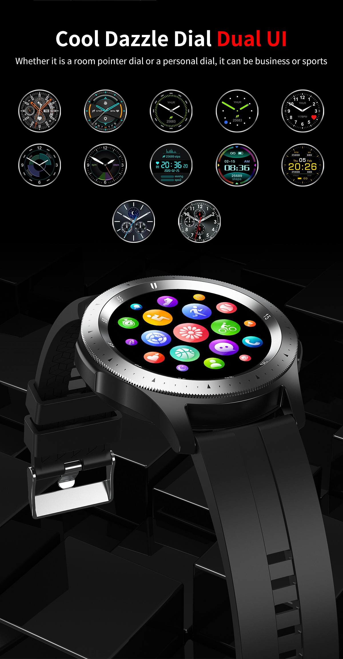 Newest Fitness Tracker Digital Sports Steel Strap Calling Music Android IOS Ip67 Watch