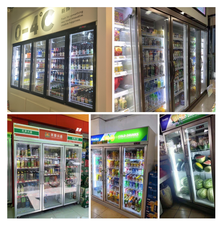 320W Glass Front Commercial Beverage Refrigerator Microcomputer Classic Type