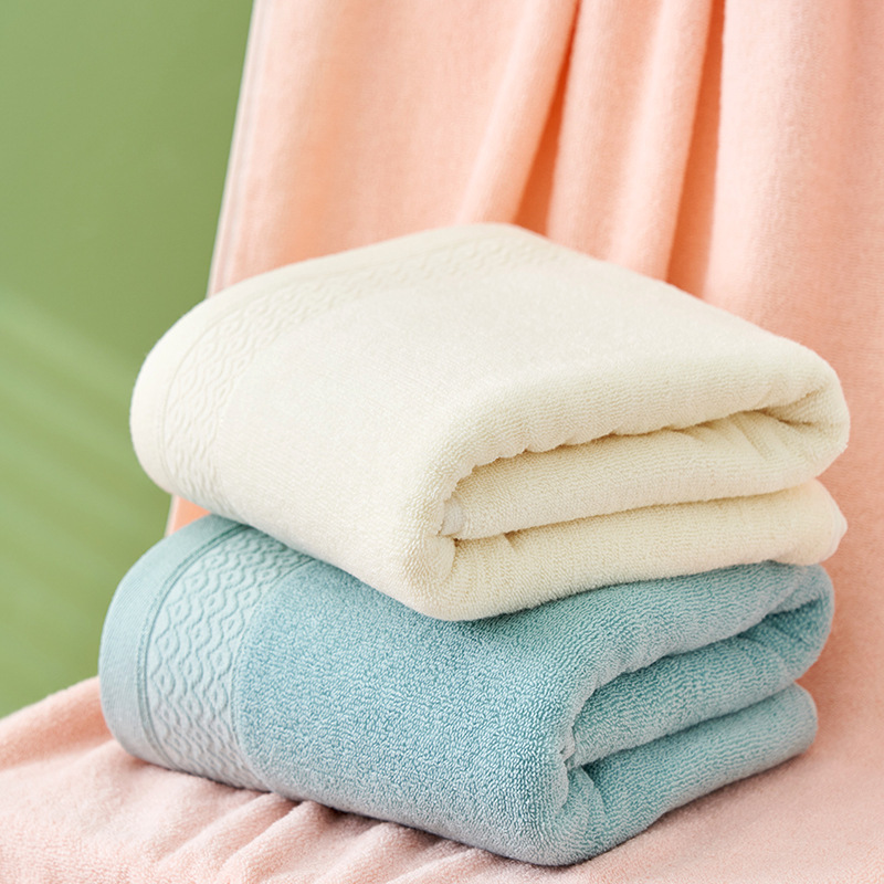 Custom Logo YARN DYED 100% Cotton Bath Towel for Adult in Hot Pink Blue and Yellow