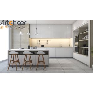 High Storage Kitchen Cabinet With Island In Minimalist Design Modular/RTA Or