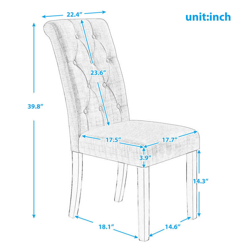 27.56lbs 39.17" H Beigh Fabric Dining Chair Sets Of 2 With Copper Nails