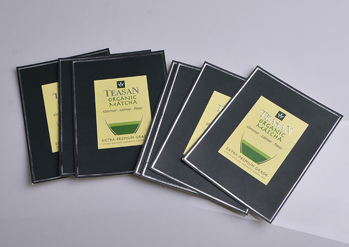 Personalized full color printing adhesive paper silver stamping green tea packaging label sheet