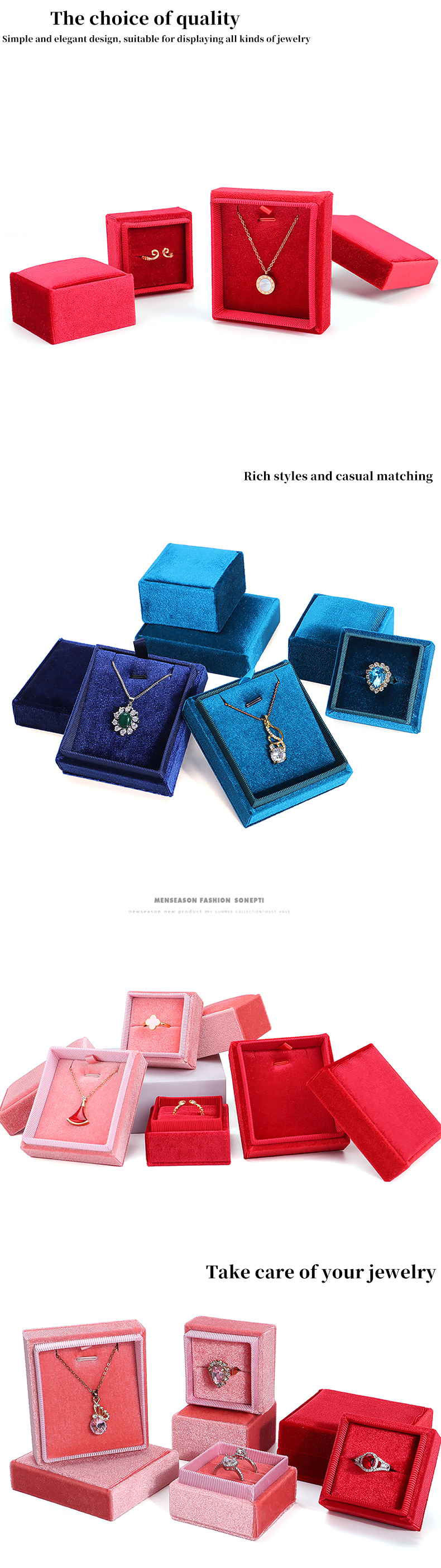Customer's Logo Hanhong Velvet Jewelry Display Gift Box for Customized Engagements