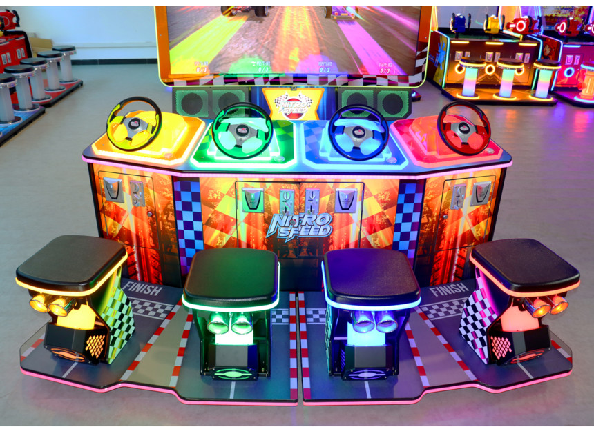 800W Electric Car Racing Arcade Game Machines With 4 Players Seater
