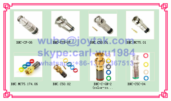 BNC male compression connector 75ohm for RG59 coax cable BNC coaxial connector for monitoring