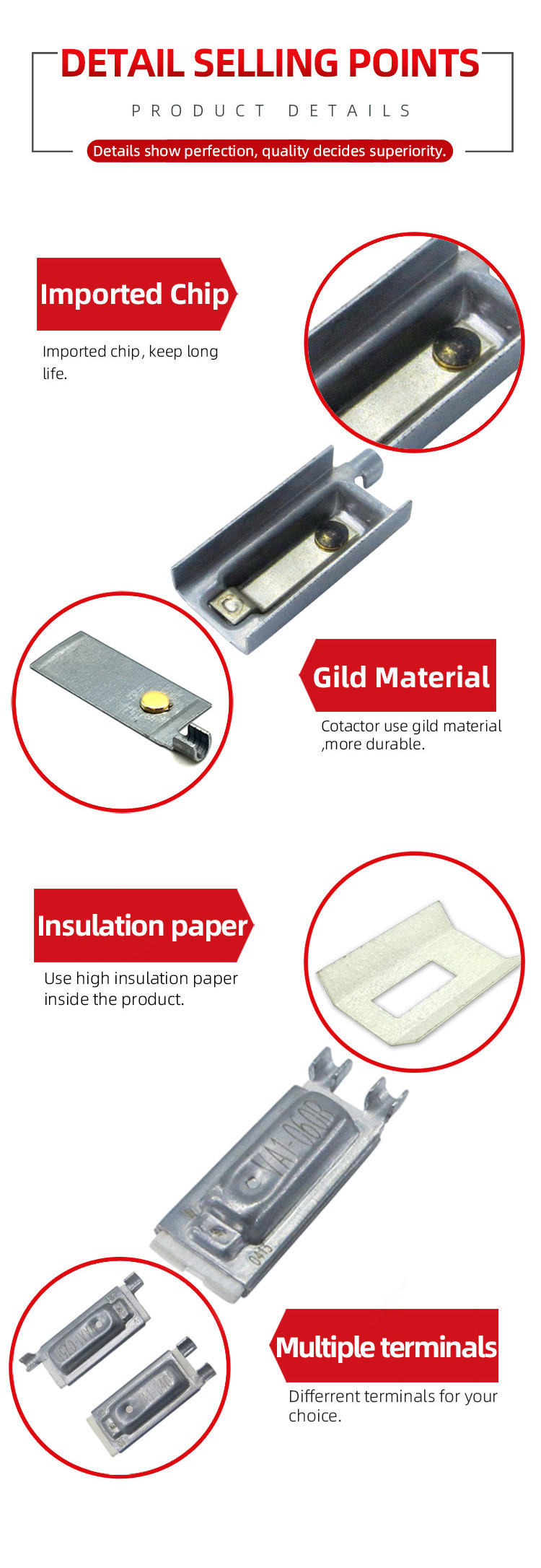 Heat Blanket Creep Action Thermostat Thermal Protector Temperature Switch Custom