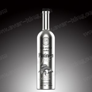 Round Empty Flint Glass Electroplated Vodka Bottle With Sealed Cork Lid