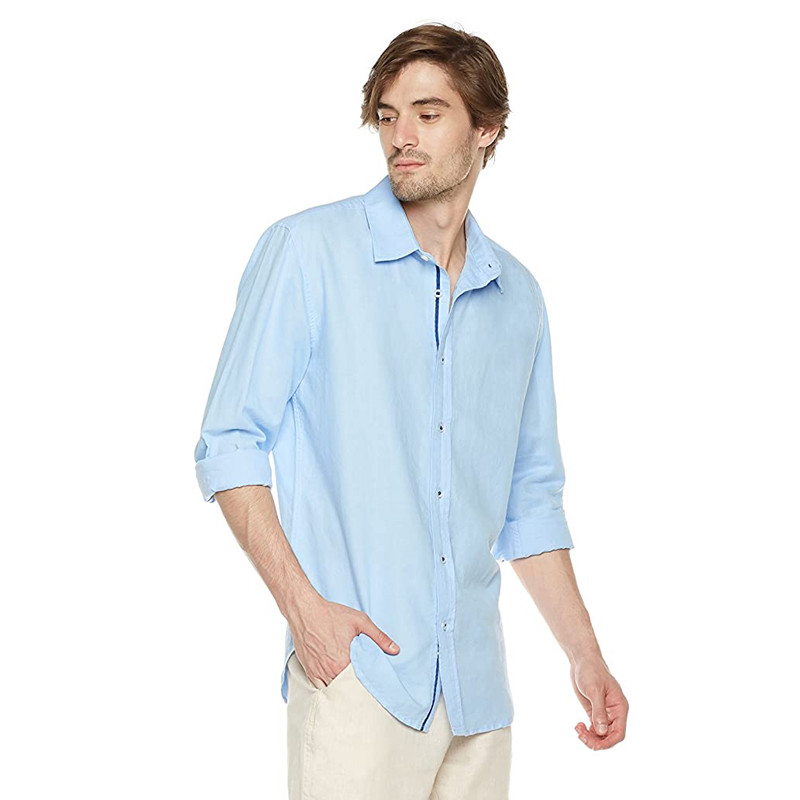 4 Seasons Cotton Men's Casual Linen Shirts Lightweight Long Sleeve
