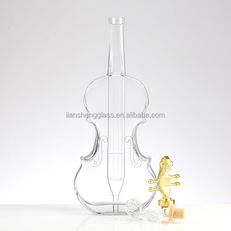 Custom Size Accepted Guitar Shaped Whisky Glass Bottle for Wine