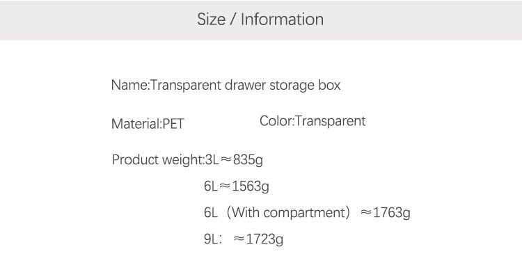 Thick 0.5mm Clear Bathroom Storage Containers Plastic Drawer Organizer