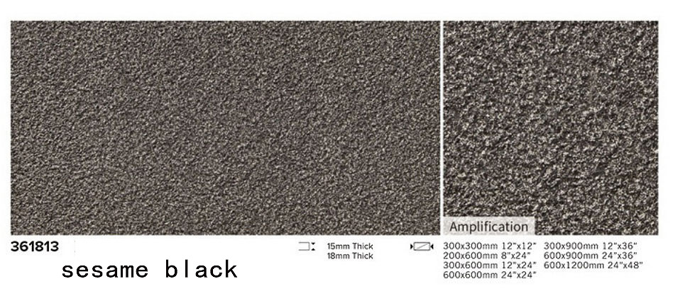 Durable Black 1200x600x15mm Flamed Surface Outdoor Floor Paving Tile For Courtyard