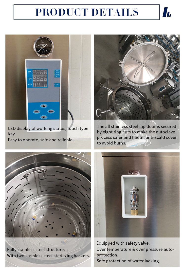 Stainless Steel Automatic High Pressure Vertical Autoclave Steam Sterilizer for Mushroom