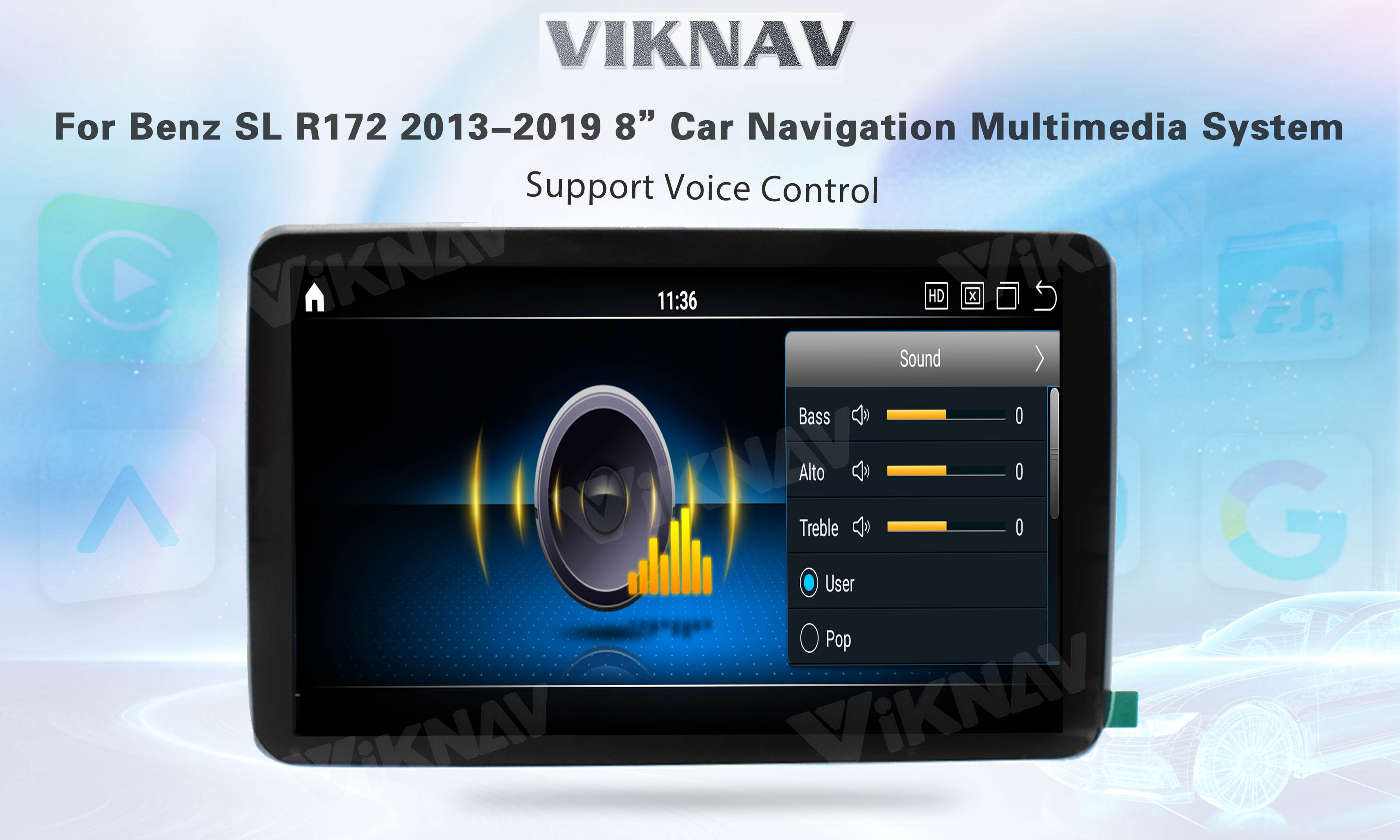 Viknav 8Inch Android Car Radio With Screen Multimedia Player For Mercedes Benz SL SLK SLC R172 2013-2019 GPS 2Din NTG4.5