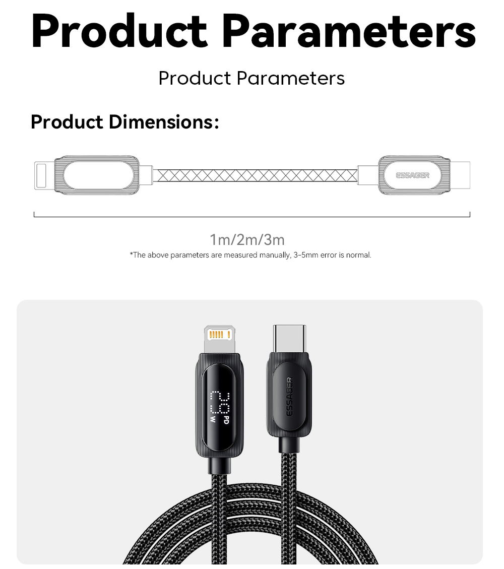 ES-X57 Series USB C To L Lighting Charging Cord 29W For IOS / Earphone