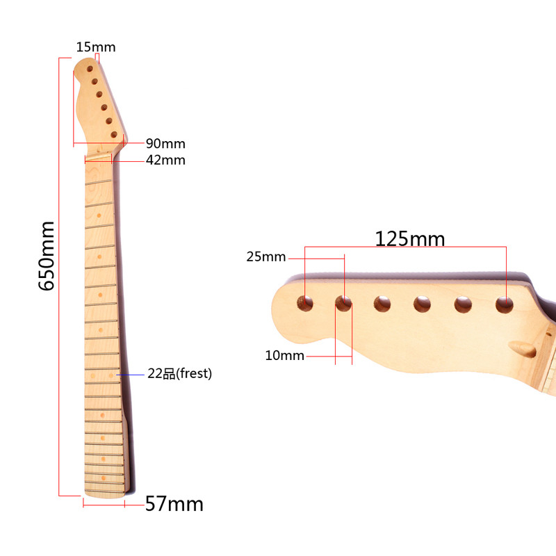 22 Frets TL Guitar Neck Maple Fingerboard Left Head For Easy Playability