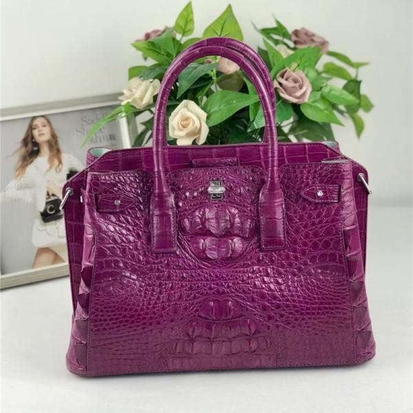 Authentic Crocodile Leather Women Top-handle Handbag Female Large Shoulder Bag