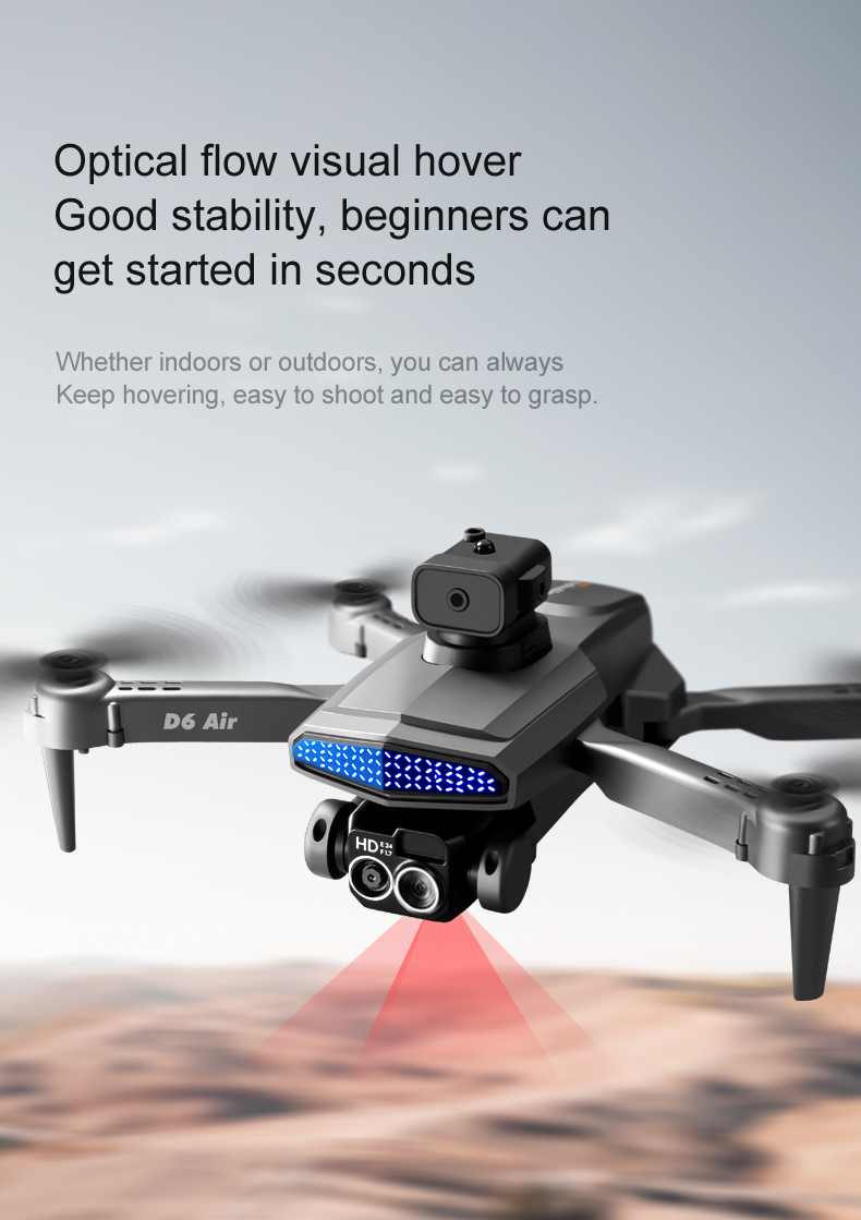 D6 Air Mini Drone Professional 4k HD Camera Quadcopter with Foldable Design Obstacle Avoidance and Remote Control
