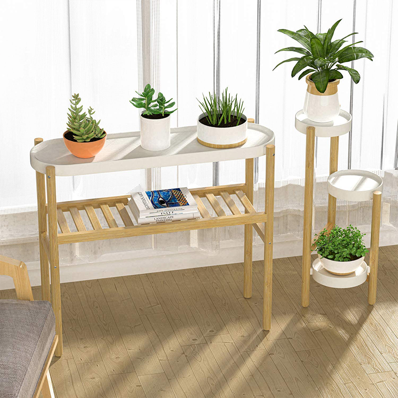 Multi-tier Bamboo Flowers Storage Stand Pots Rack Display Plants Holder for Indoor