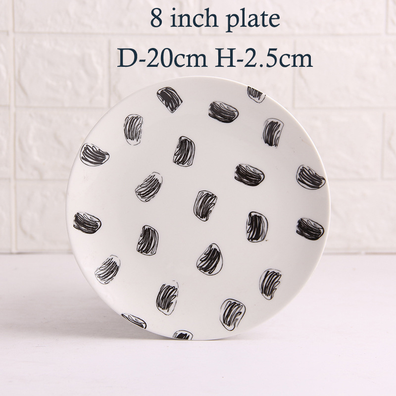 Nordic Handmade Vintage Ceramic Plate Set Black Speckled Pattern Sustainable