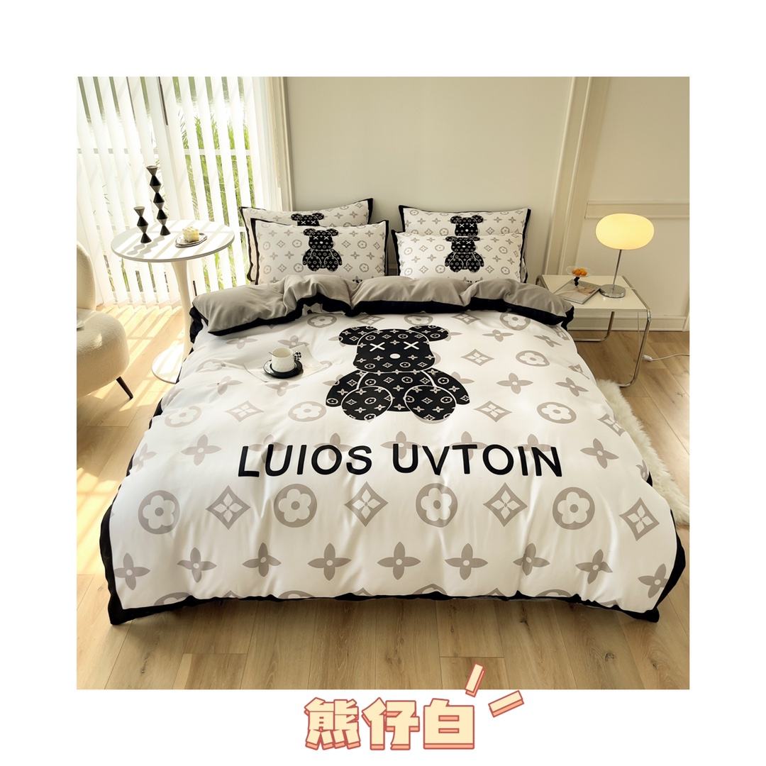 Experience Comfort and Style with This 4Pcs Brushed Cotton Bedding Set in Brown White