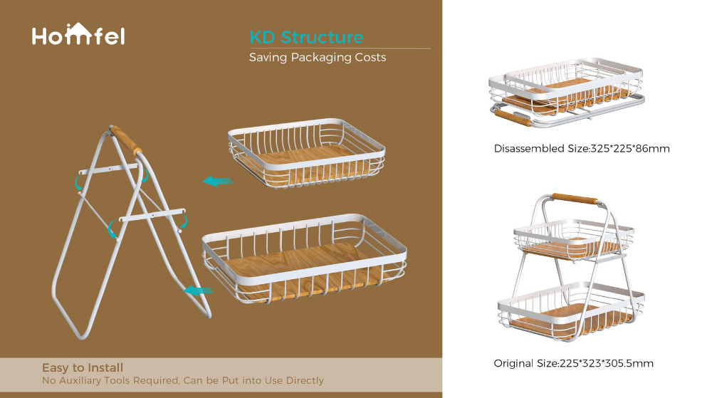 Modern Design Kitchen Organizer Iron Wire Basket For Storing Sundries Countertop