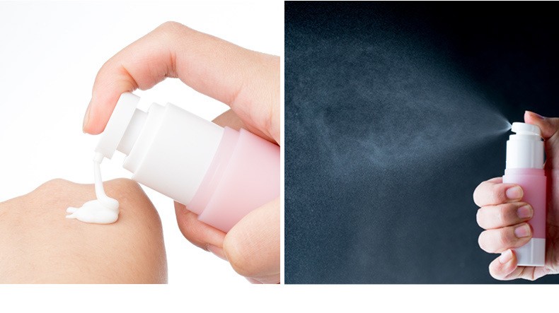 Pink PMMA Personal Care Cosmetic Bottle With Overcap 1oz 30ml