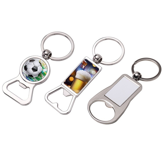 Decorative Sublimation Metal Keyrings With Bottle Opener European And American Style