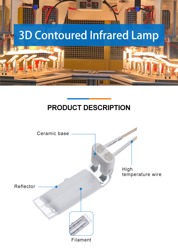 While Reflector Infrared Heating Element Tube 400V 3150W L Type
