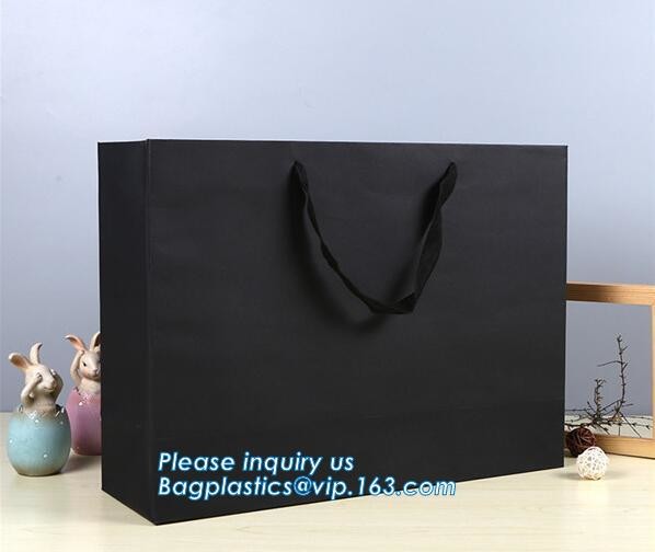 Luxury paper bags with handles Different Sizes,250gsm art paper shopping carrier bag custom printing with handle rope