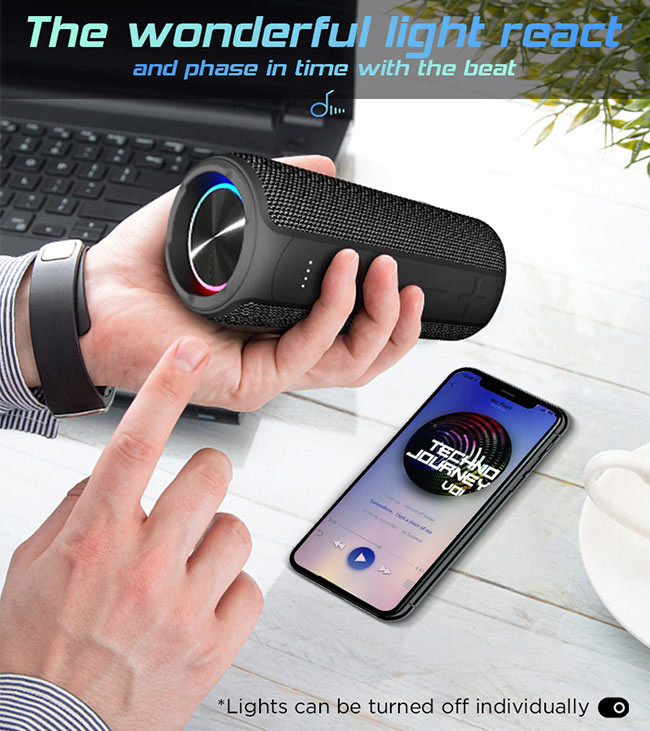 Hands Free Calling Function LED Bluetooth Speaker With 2200mAh Battery Capacity